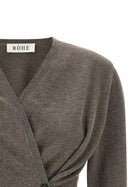 Rohe Asymmetrical Twisted Ballet Cardigan Brown