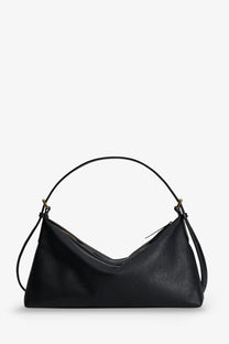 Atp atelier women’s castellare black pebbled leather hobo bag with curved top handle and adjustable shoulder strap