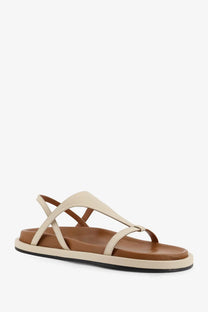 Beige leather strappy sandal with brown insole and black rubber sole from ATP Atelier women’s ultimo collection gold