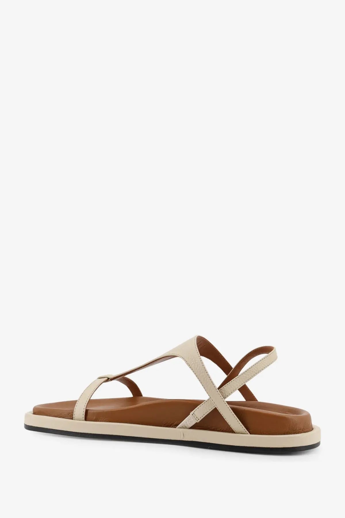 ATP Atelier women’s ultimo leather sandals in cream with a minimalist design and brown leather insole