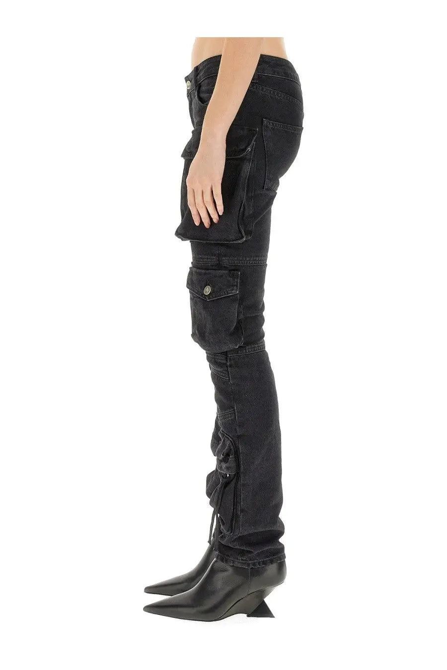 The Attico Women's Cargo Jeans Black, view 3