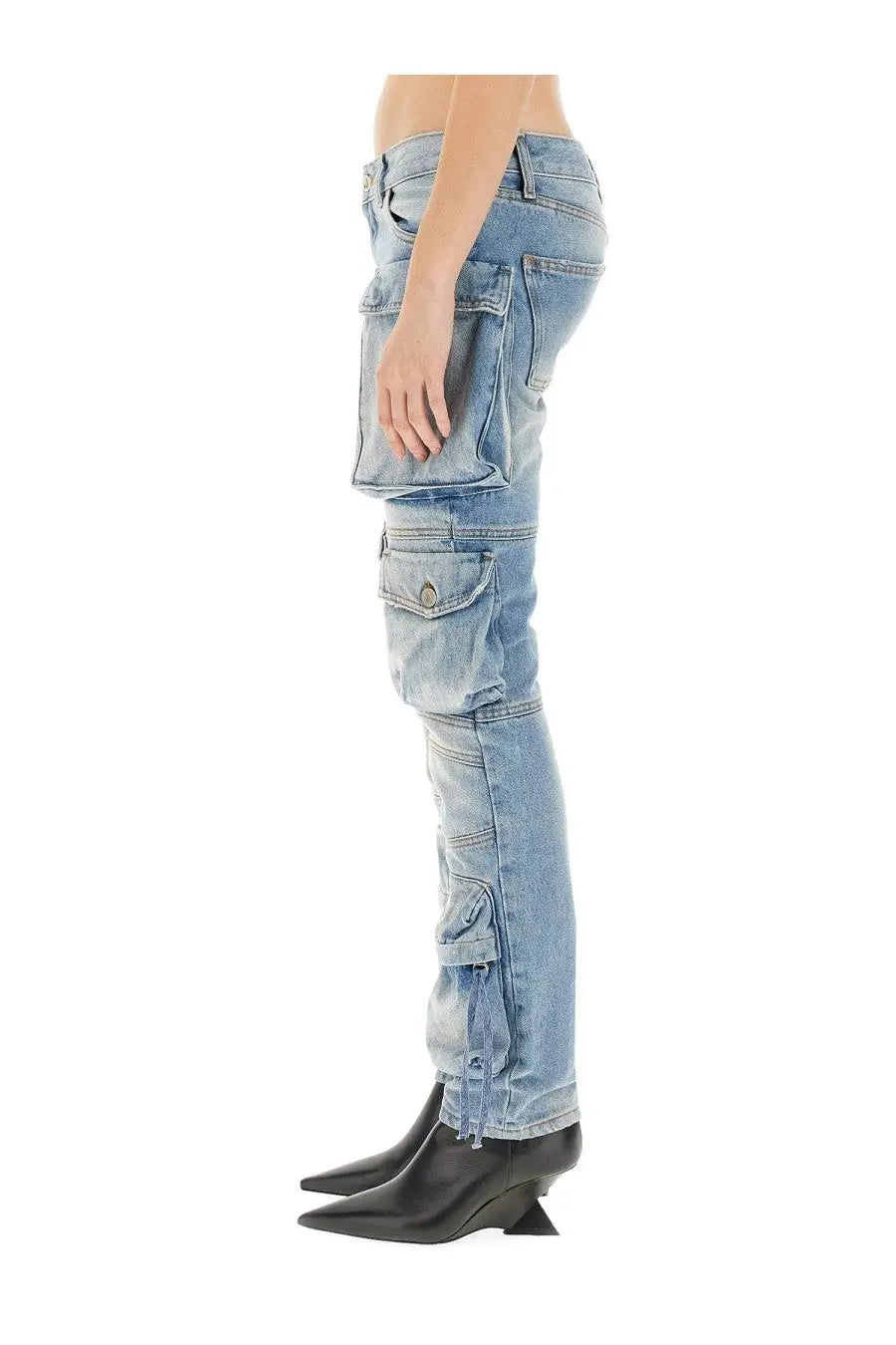 The Attico Women's Cargo Jeans Blue, view 3