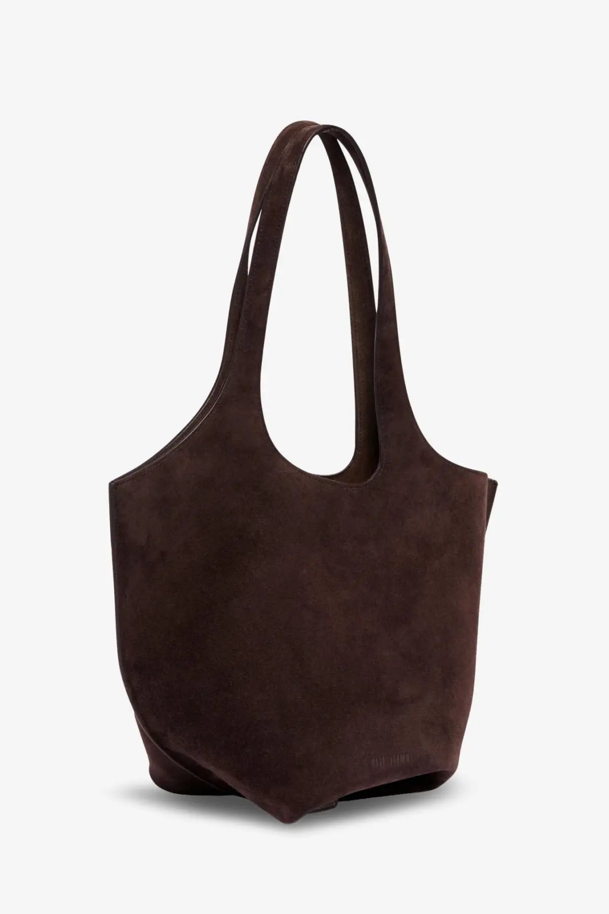 The Attico Women's La Scoop Suede Shoulder Bag Brown, view 3