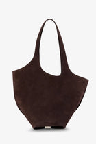 The Attico Women's La Scoop Suede Shoulder Bag Brown