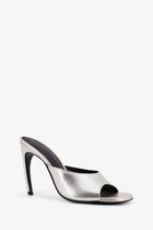 The Attico Women's Laminated Leather Betta Sandals Silver, view 3