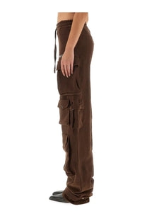 The attico women’s long brown cargo pants with multiple pockets and a drawstring waistband in fern brown