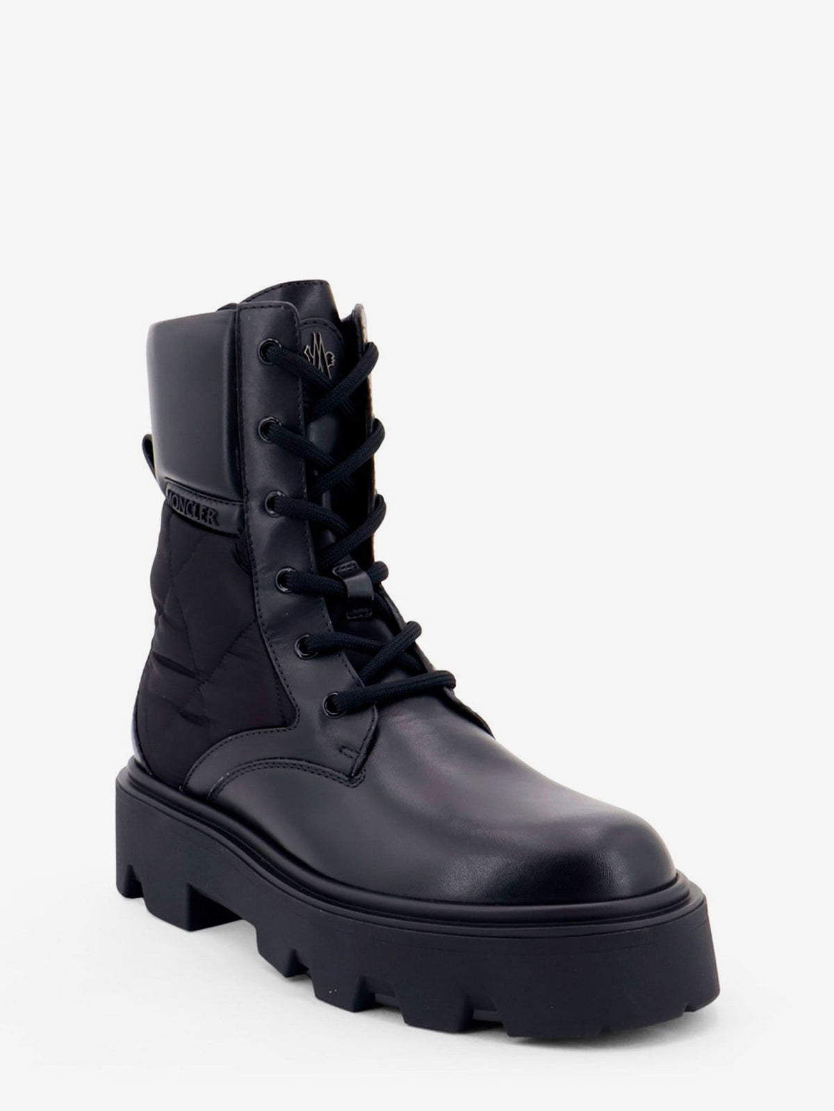 Moncler Women's Aurea Leather and Nylon Boots Black, view 2