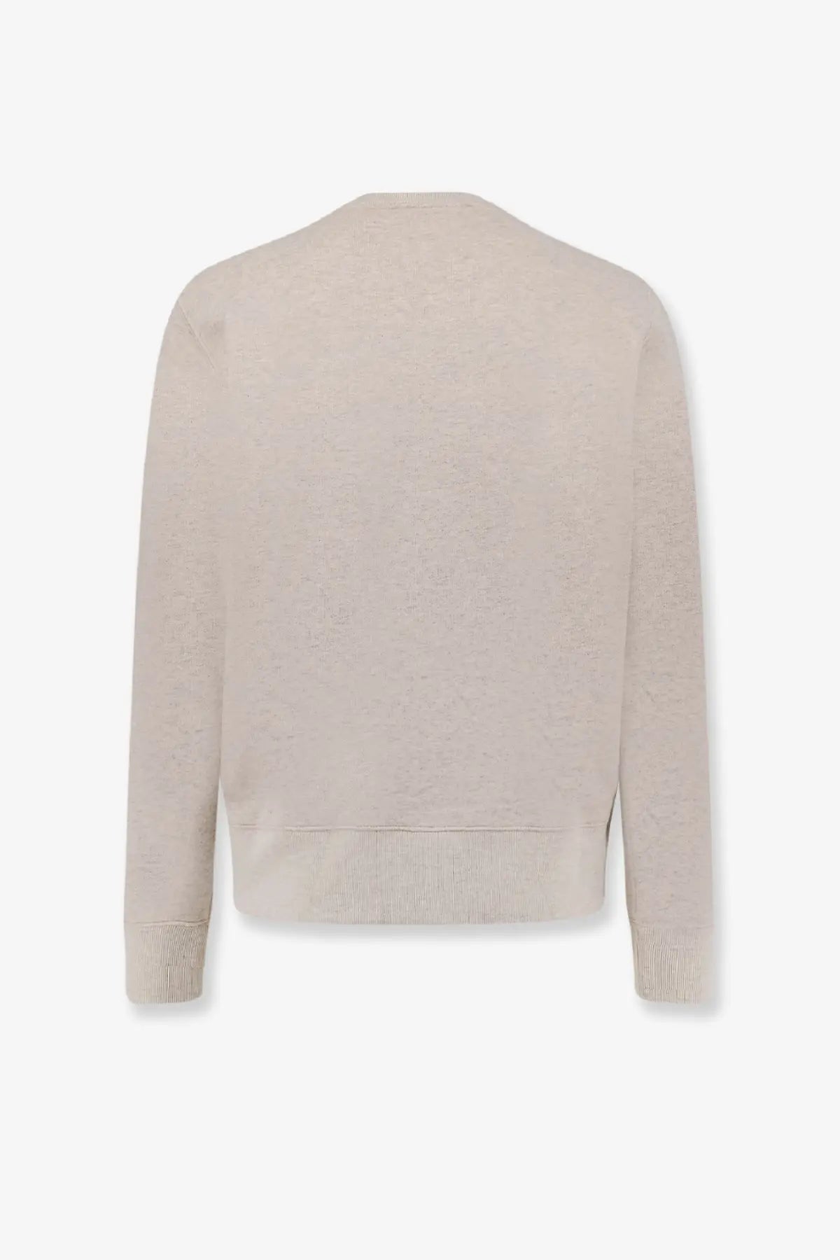 Beige knit sweater with ribbed cuffs and hem featured as autry men’s cotton sweatshirt grey product front view