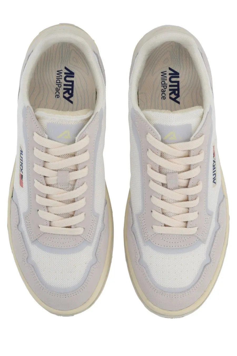 Autry men’s sneaker wildpace low in light gray and off-white suede and mesh with subtle branding details