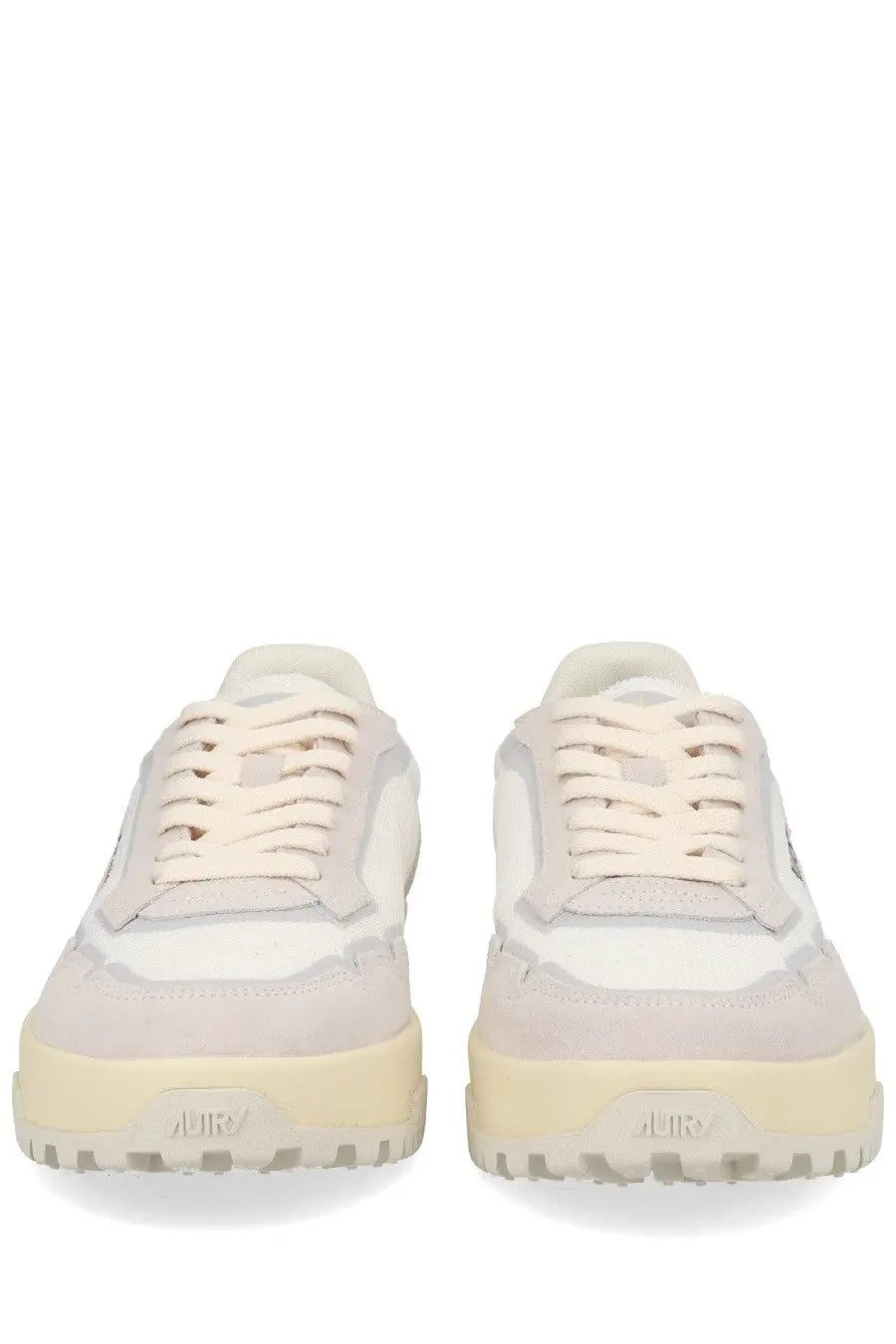 Autry men’s wildpace low sneaker white in off-white and beige with layered suede and canvas materials