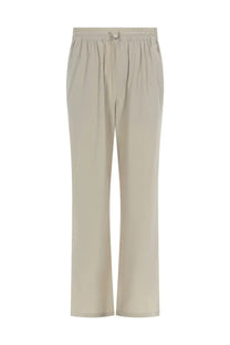 Beige AUTRY unisex sports pants with wide-leg design elastic waistband and subtle drawstring detail