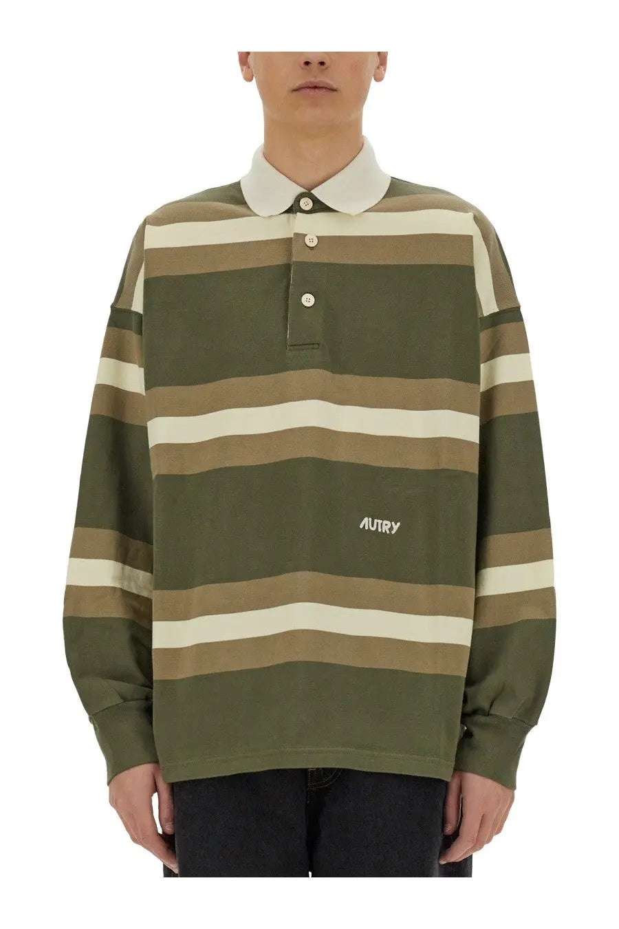 AUTRY Unisex Striped Polo Green