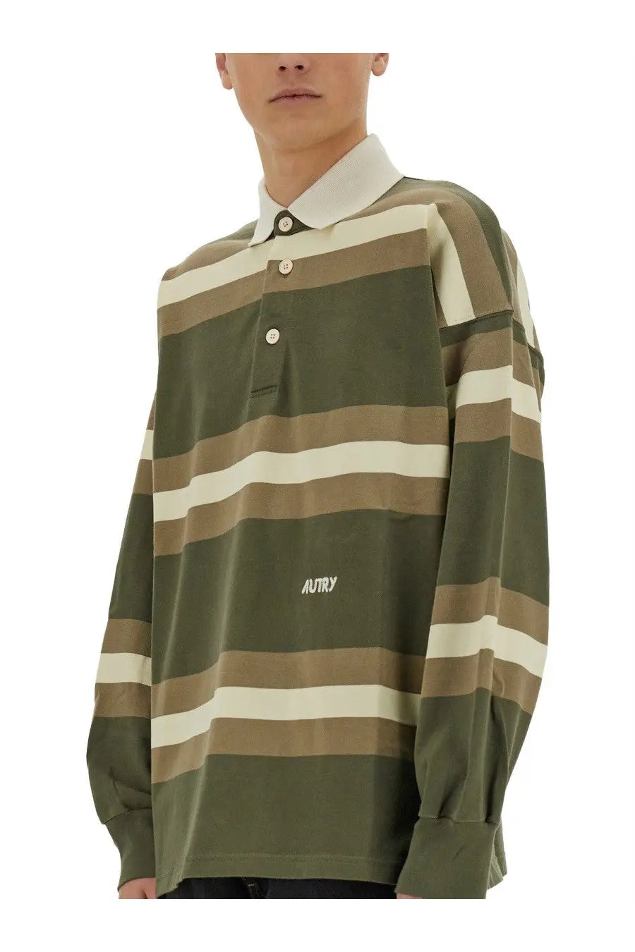 AUTRY Unisex Striped Polo Green, view 5