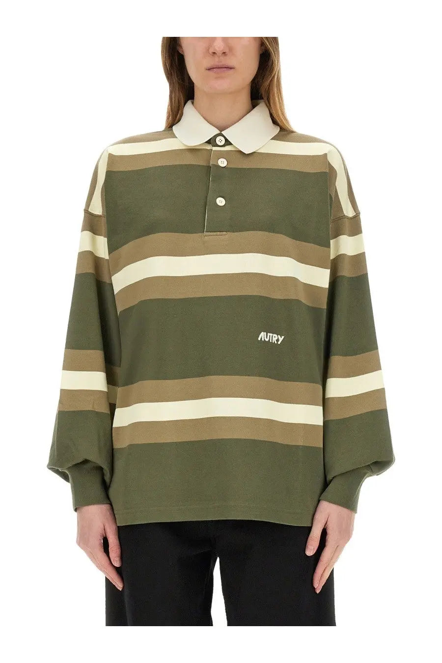 AUTRY Unisex Striped Polo Green, view 7