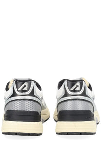 Autry women’s Hyperway sneaker multicolor featuring silver and black textured mesh with white accents and cream sole