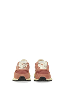 Autry women’s reelwind low sneaker red in dusty rose suede with cream laces and black rubber sole