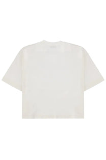 Autry women’s white cropped short sleeve t-shirt with a simple minimalist design in cotton fabric