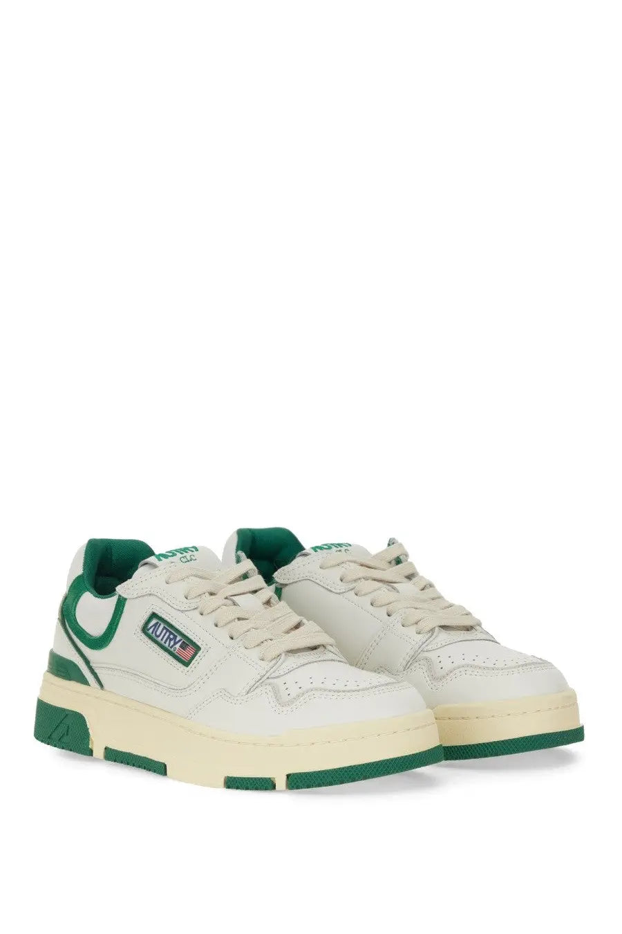 Autry women’s sneaker clc multicolor low-top white and green sneakers with chunky sole and aurora logo on the side