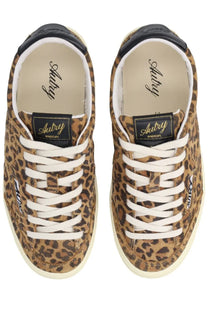 Autry women’s sneaker windscape low pattern leopard-print suede sneakers with white laces and black rubber toe caps