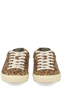 Autry women’s sneaker windscape low pattern leopard-print suede low-top sneakers with white laces and cream sole