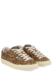 Autry women’s sneaker windscape low pattern leopard-print suede low-top sneakers with white laces and cream sole