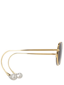Bottega Veneta Women's Aviator Drop Sunglasses Gold