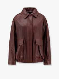 Rohe Women's Aviator Grained Leather Jacket Brown