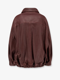 Rohe Women's Aviator Grained Leather Jacket Brown, view 2