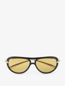 Bottega Veneta Women's Aviator Knot Acetate Sunglasses Black
