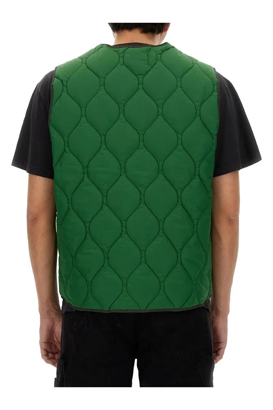 Awake Ny men’s green quilted vest with diamond pattern designed for lightweight warmth and style