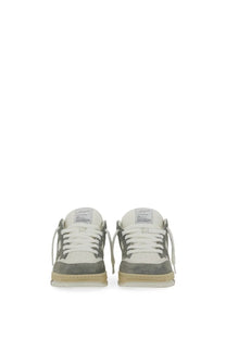 Axel arigato men’s area lo sneaker grey gray and white low-top with suede canvas and off-white rubber soles
