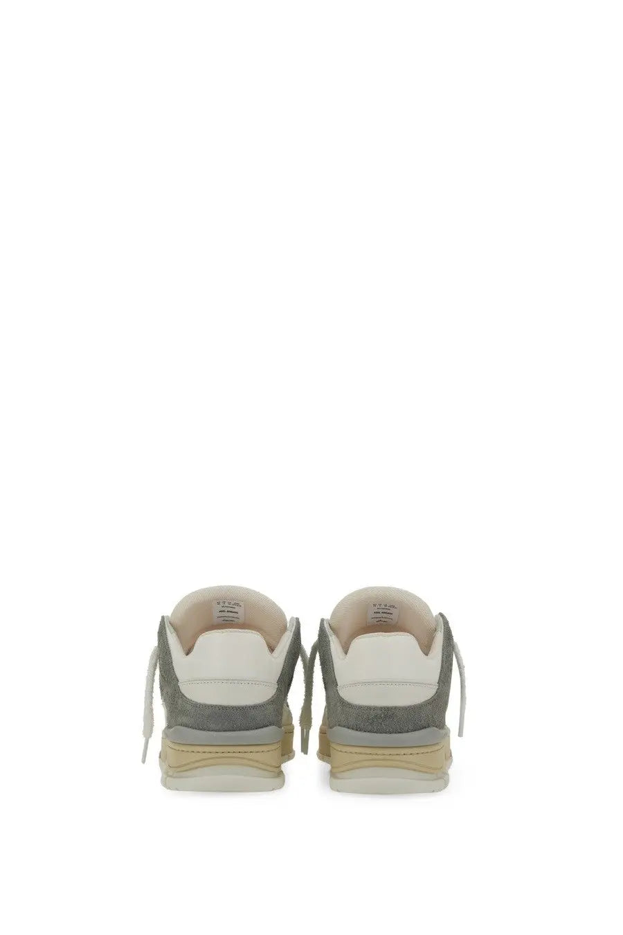 Axel Arigato men’s area lo sneaker gray low-top sneaker with gray and white upper and chunky beige sole