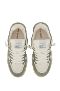Axel arigato men’s area lo sneaker grey with white and gray suede and leather upper perforated detailing cream soles