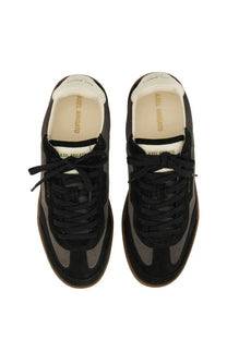 Black suede and rubber axel arigato men’s says toe sneaker with matte finish and branded insole in black color