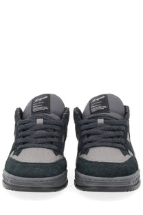 AXEL ARIGATO men’s sneaker area black in dark gray and charcoal suede with textured distressed finish and light gray panels