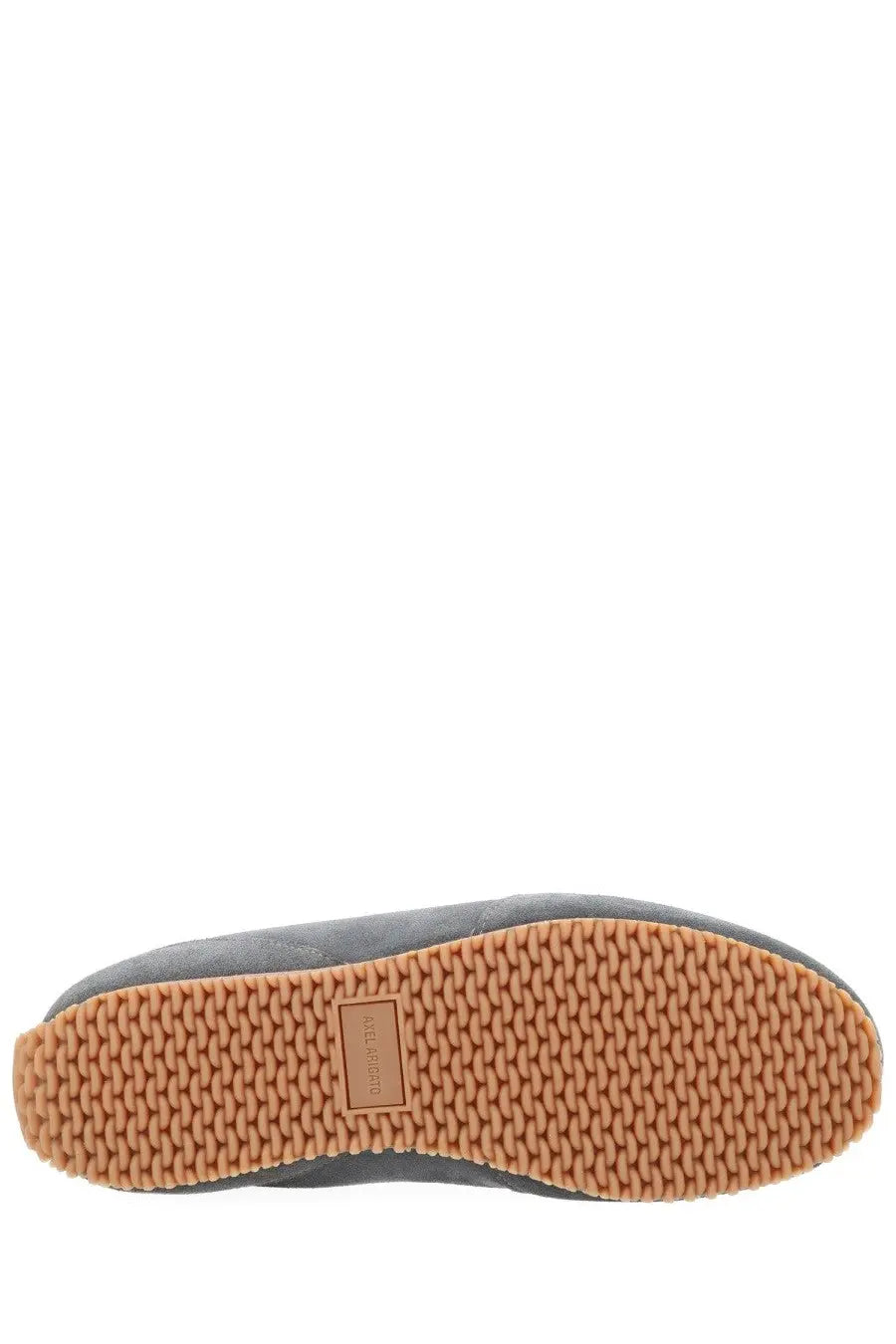 Axel Arigato men’s sneaker daze runner grey gray suede slip on shoe with tan rubber sole and textured woven pattern