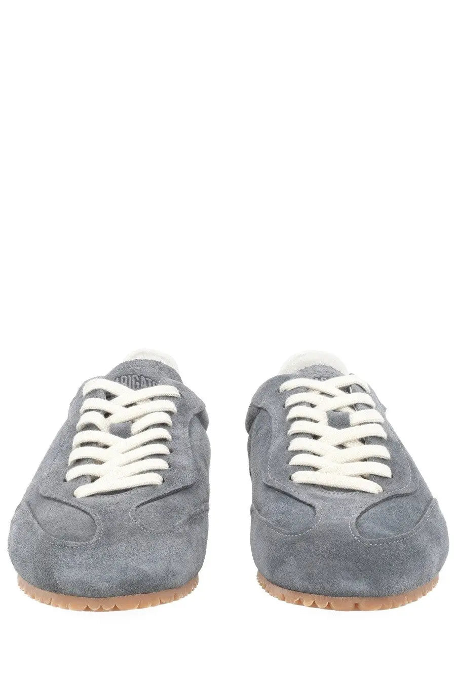 Axel arigato men’s sneaker daze runner grey suede sneakers with white laces and tan rubber sole