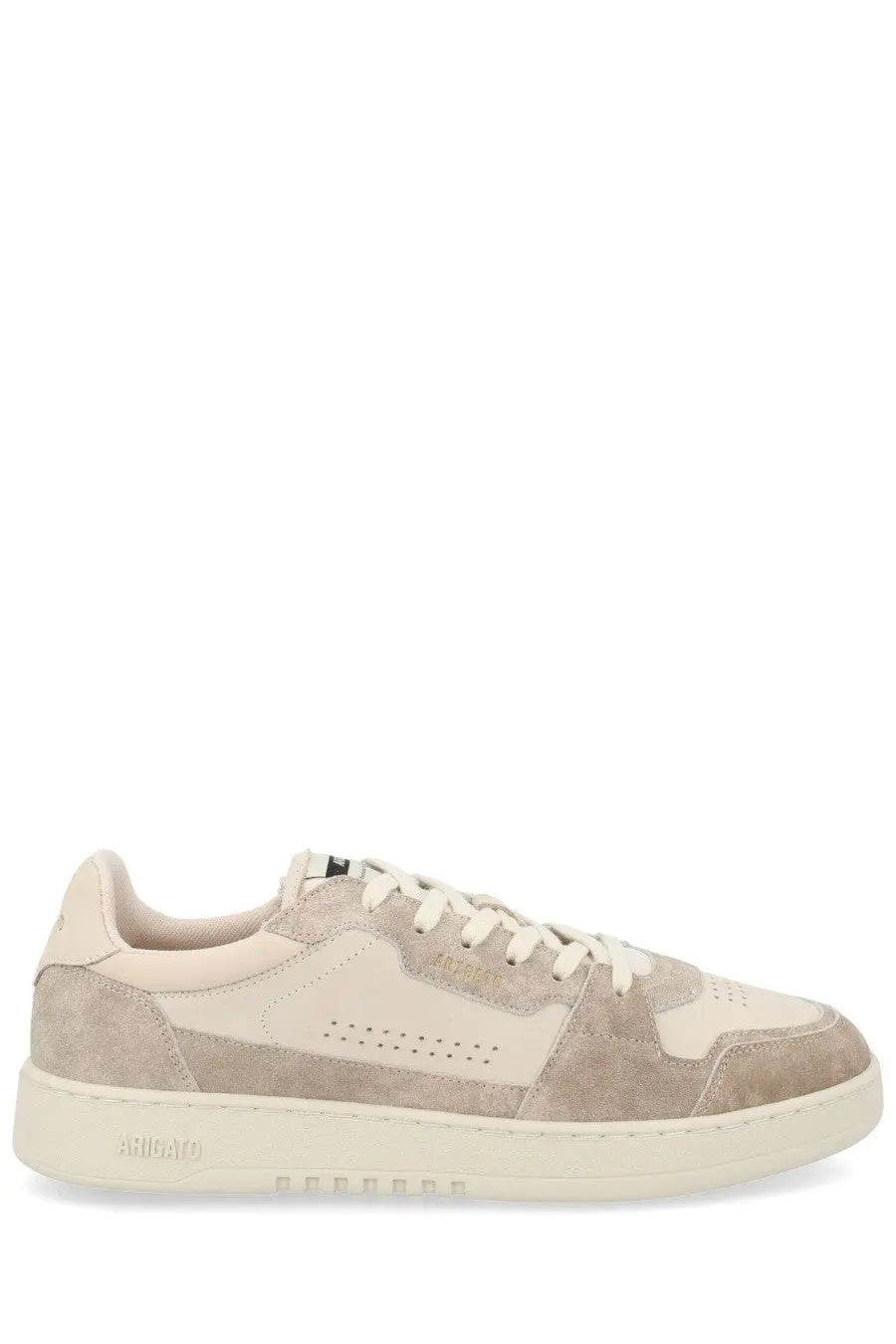 Axel arigato men’s sneaker dice beige beige suede and canvas low-top sneaker with white laces and cream rubber sole