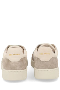 Axel arigato men sneaker dice beige low-top suede and leather sneakers with gold embroidered branding