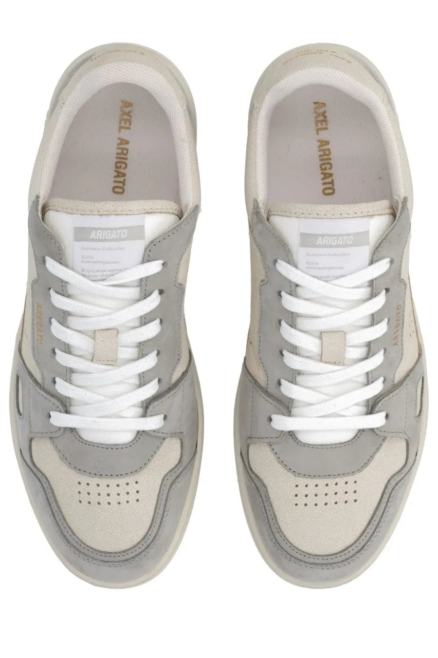 Axel Arigato men’s sneaker dice grey low-top gray suede and canvas sneakers with white laces and minimalist design