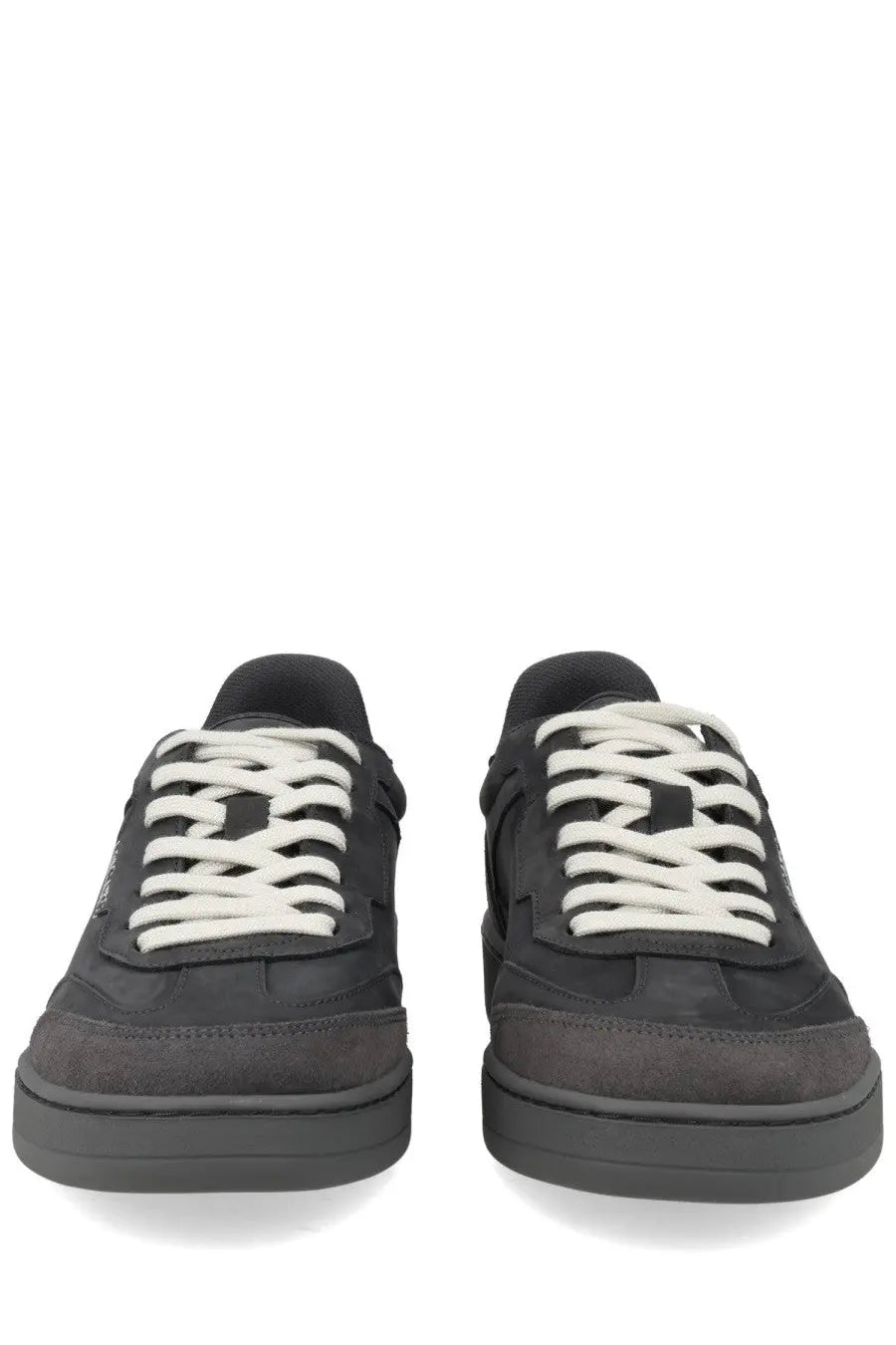 Axel Arigato men’s sneaker dice toe black low-top in black suede and canvas with white laces