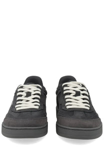 Axel Arigato men’s sneaker dice toe black low-top in black suede and canvas with white laces