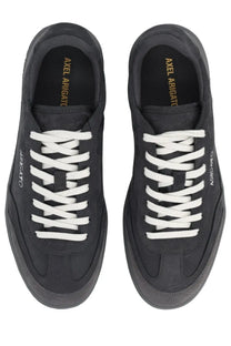 Axel Arigato men’s sneaker dice toe black black suede low-top sneakers with white laces and subtle gold branding