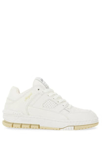 Axel Arigato women’s Area LO sneaker white leather low-top with beige rubber sole and subtle gold branding on the side