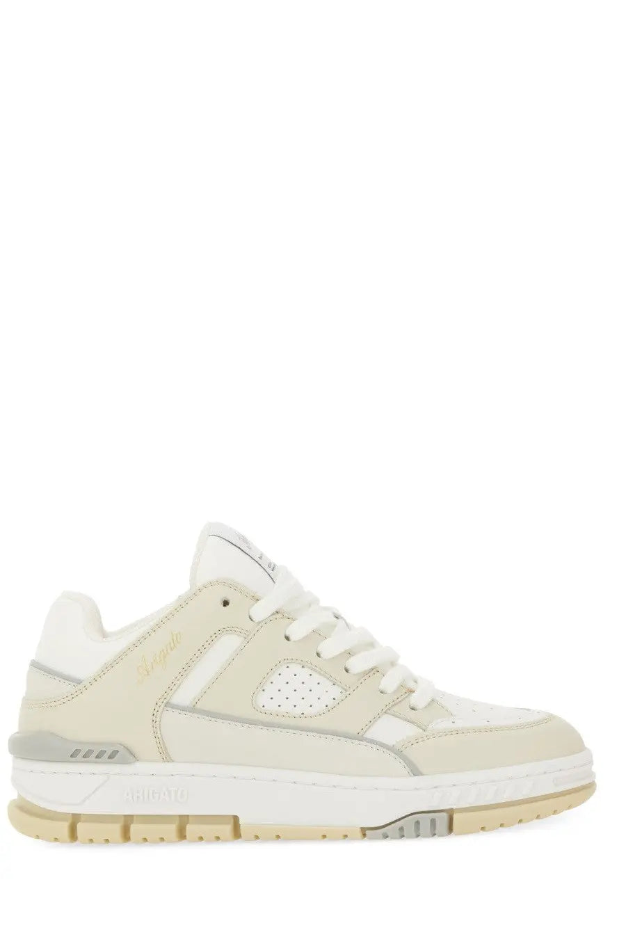 Axel Arigato women’s sneaker lo area white cream low-top with white laces and subtle gray accents minimalist design
