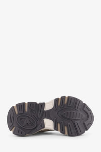 Black and beige rubber sole of axel arigato women’s sphere runner low top suede and leather sneakers with oval a logo