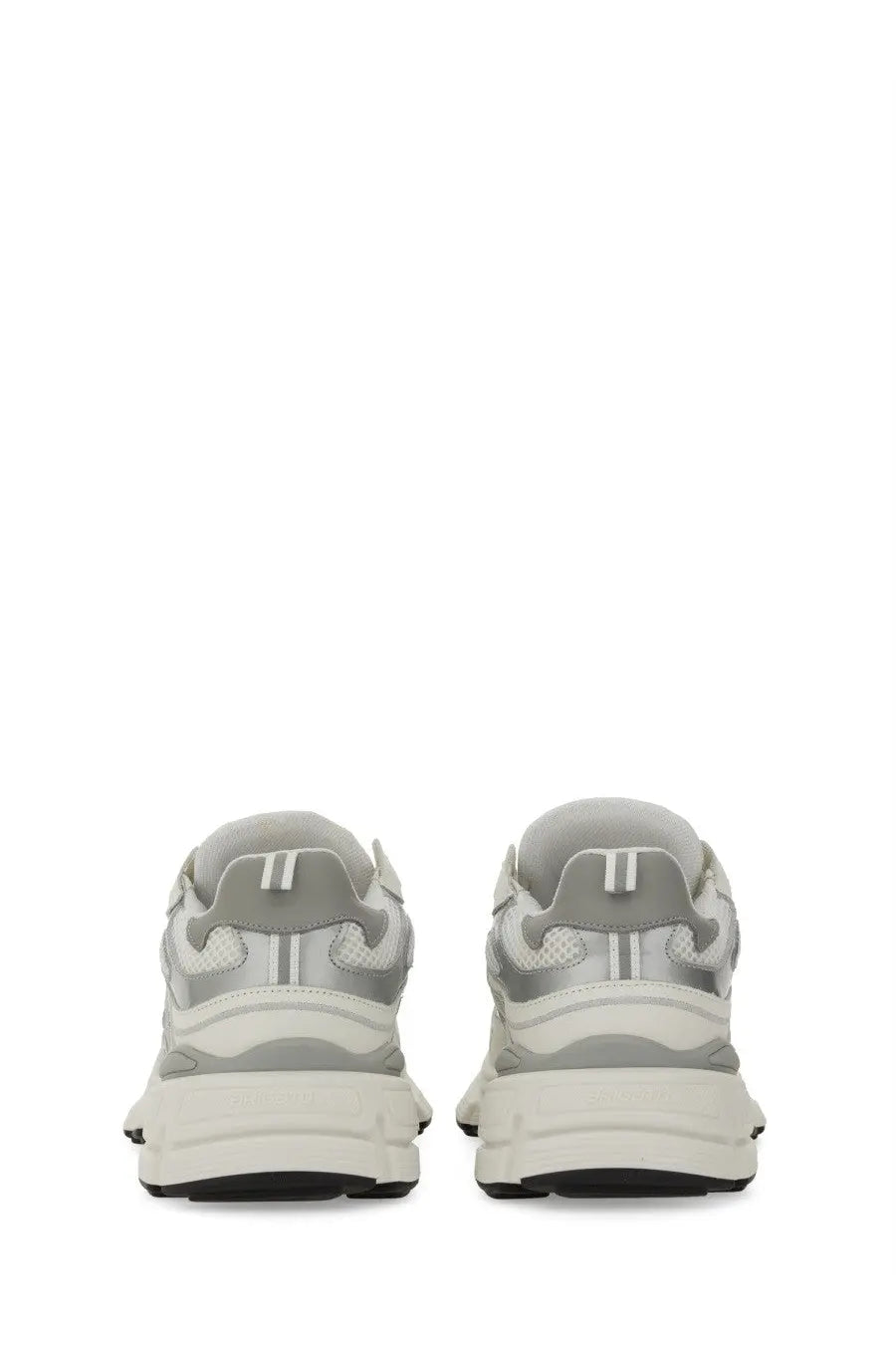 Axel arigato women’s sphere runner sneaker white with gray and white chunky design and textured mesh upper