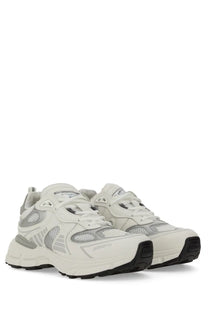 Axel arigato women’s sphere runner sneaker white with gray chunky mesh panels and black rubber soles in retro design