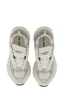 Axel arigato women’s sphere runner sneaker white with silver mesh panels and thick sculpted sole chunky design