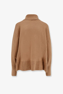 Axel Arigato women’s camel-colored wool blend oversized turtleneck sweater with ribbed cuffs and hem
